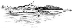 Celkový pohled na Beaucaire s výhledem na řeku Rhonu. Rytina Josepha Pennella. od Joseph Pennell