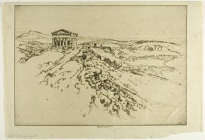 Girgenti, chrám na zdi od Joseph Pennell