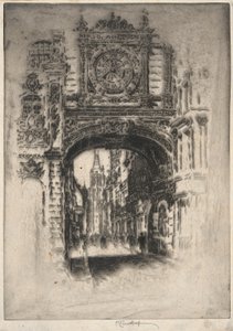 Velké hodiny; Rouen od Joseph Pennell