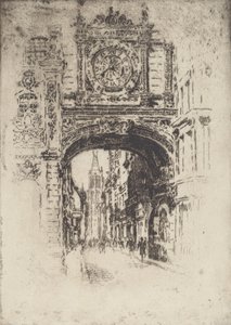 Velké hodiny, Rouen, 1907. od Joseph Pennell