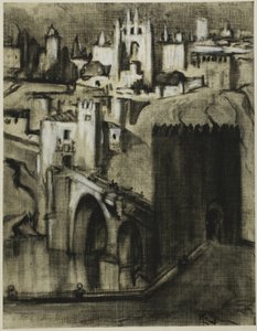 Uličky paláců v terasách kolem svahu, Toledo od Joseph Pennell