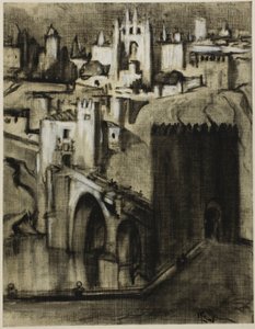 Uličky paláců v terasách kolem svahu, Toledo od Joseph Pennell