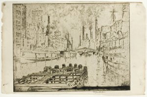 Lake Steamers, Chicago od Joseph Pennell