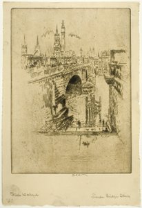 London Bridge Stairs od Joseph Pennell