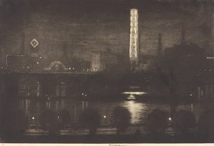 Londýnská noc, whisky a čaj, 1909. od Joseph Pennell