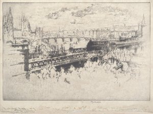 Londýn přes most Charing Cross od Joseph Pennell