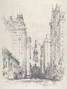 Pohled na Broad Street ze Spruce Street, 1912. od Joseph Pennell