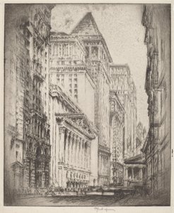 Newyorská burza od Joseph Pennell
