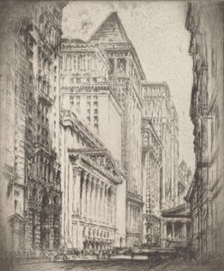 Newyorská burza, 1923. od Joseph Pennell