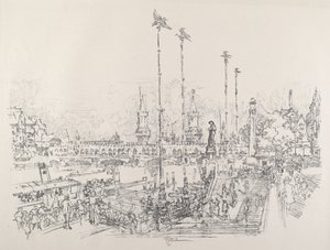 Oberbaum Bridge, Berlín, 1921. od Joseph Pennell
