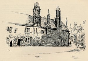 Old Charterhouse: Vnější fasáda Washhouse Court, s vnitřní bránou, 1886 od Joseph Pennell