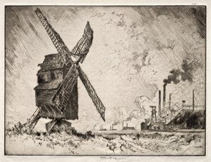 Staré a Nové mlýny, Valenciennes, Francie od Joseph Pennell