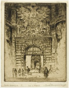 Veranda San Maclou, Rouen od Joseph Pennell