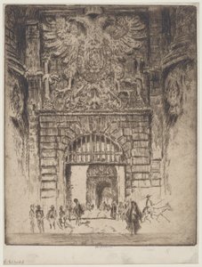 Puerta Bisagra, brána Madridu, Toledo od Joseph Pennell