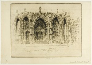 Puerta Bisagra, brána Madridu, Toledo od Joseph Pennell