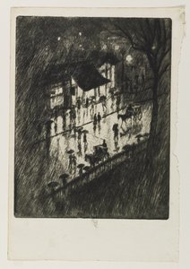 Deštivá noc, obchody Charing Cross, 1903 od Joseph Pennell