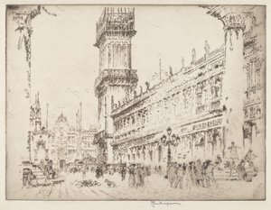 Přestavba Campanile, Benátky, č.II od Joseph Pennell