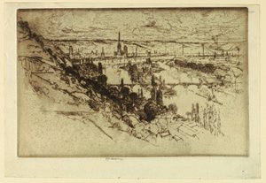 Rouen z Bon Secours od Joseph Pennell