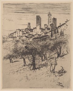 Svatý Gimignano od Joseph Pennell