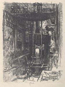 Shaping a Gun from an ingot, 1917. od Joseph Pennell