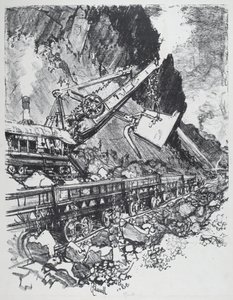 Parní lopata v řezu v Bas Obispo, 1912. od Joseph Pennell