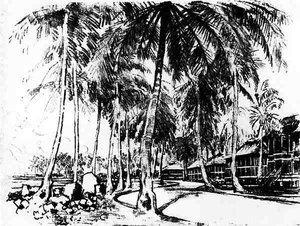 Americká čtvrť, deska I z Panamského průplavu, Joseph Pennell, 1912 (uhel na papíře) od Joseph Pennell