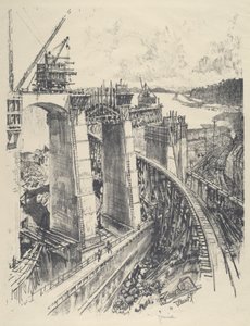 The Approach to Gatun Lock, 1912. od Joseph Pennell