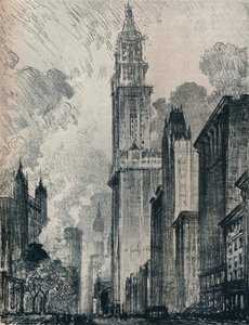 Broadway a Woolworth Building, New York, 1912 od Joseph Pennell