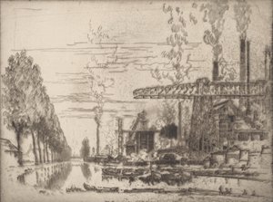 Bruselský kanál, moderní Hobbema, 1910. od Joseph Pennell