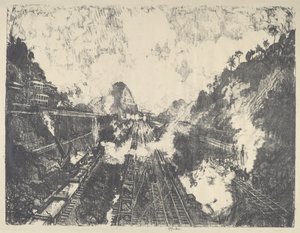 The Cut, Looking toward Ancon Hill, 1912. od Joseph Pennell