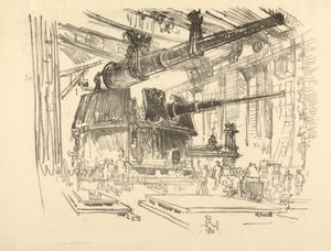 The English War Series: W. 448 Fitting Guns in Turrets od Joseph Pennell