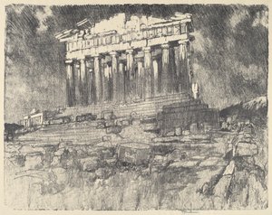 Fasáda Parthenonu, Západ slunce, 1913. od Joseph Pennell
