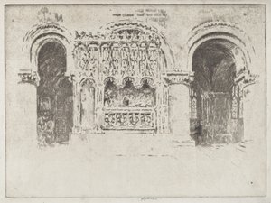 Hrob zakladatele, kostel svatého Bartoloměje Velikého od Joseph Pennell