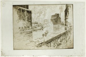 The Grain Elevators, Chicago od Joseph Pennell