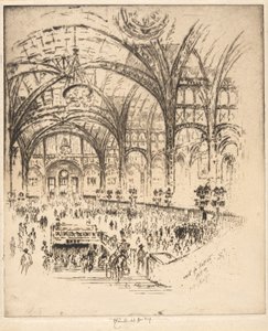 The Hall of Iron, Pennsylvania Station, New York od Joseph Pennell