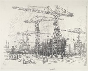 Stará loděnice, 1916. od Joseph Pennell