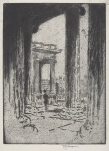 Portico, Britské muzeum od Joseph Pennell