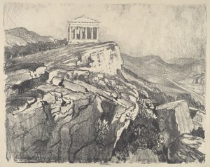 Chrám Svornosti na zdi, Girgenti, 1913. od Joseph Pennell