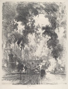Vykládání rudy, 1917. od Joseph Pennell