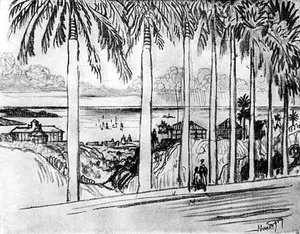 Pohled z Ancon Hill, deska XXV z Panamského průplavu od Josepha Pennella, 1912 (uhlí na papíře) od Joseph Pennell