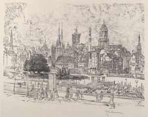 Pohled na Sprévu, Berlín od Joseph Pennell