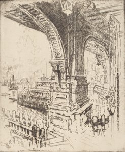 V rámci trajektu, Cortlandt Street, New York, 1919. od Joseph Pennell