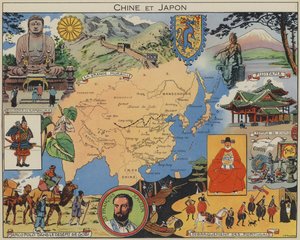 Čína a Japonsko (barevná litografie)
