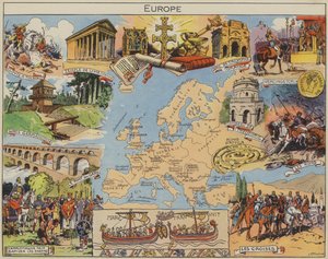 Evropa (barevná litografie) od Joseph Porphyre Pinchon