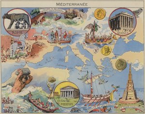 Mediterranee (barevná litografie) od Joseph Porphyre Pinchon