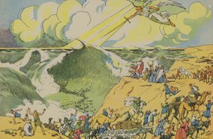 Mojžíš při přechodu Rudého moře (barevná litografie) od Joseph Porphyre Pinchon