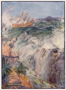 Zničení Port Royal na Jamajce od Joseph Ratcliffe (after) Skelton