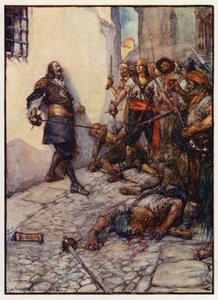 Tento statečný muž bojoval zuřivě a dlouho (barevná litografie) od Joseph Ratcliffe (after) Skelton