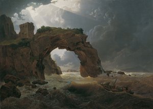 Mořská bouře v Arco di Miseno poblíž Miliscoly s výhledem na Nisidu