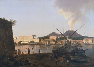 Přístav Granatello v Portici, nedaleko Neapole, od Josefa Rebella (1787-1828), Itálie 20. století